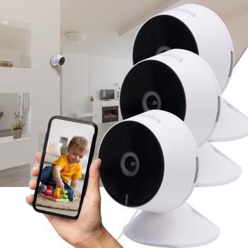 3er-Set Hochauflösende Full-HD IP-Überwachungskamera, IR-Nachtsicht, Live View per App, 2 Wege Kommunikation, Bewegungs- u. Personenerkennung