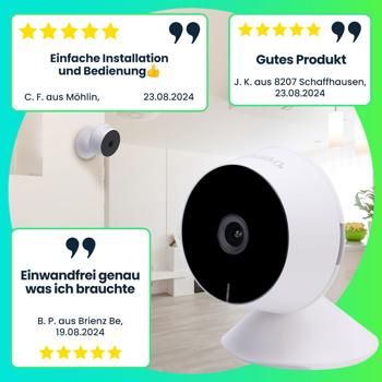 Preview: 3er-Set Hochauflösende Full-HD IP-Überwachungskamera, IR-Nachtsicht, Live View per App, 2 Wege Kommunikation, Bewegungs- u. Personenerkennung