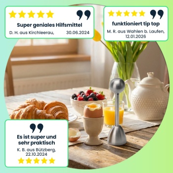 Preview: 2er-Set Eierköpfer aus Edelstahl, praktischer Eieröffner für harte und weiche Eier, ohne Zersplittern, spülmaschinen-geeignet