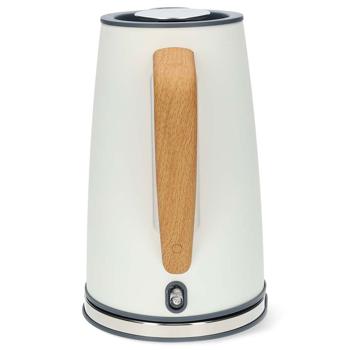 Preview: Eleganter Design Wasserkocher (1.7L, 2200W) in Weiss – Edelstahl, 360° drehbar, Soft-Touch – Stilvolles & komfortables Wassererhitzen