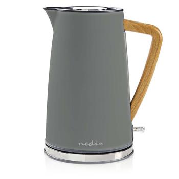 Preview: Edelstahl Design-Wasserkocher, 360° drehbar, Soft-Touch-Oberfläche, 1,7 l Fassungsvermögen, 2200 W Leistung, schnelles Aufheizen, grau