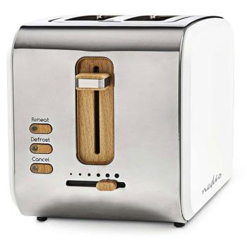 Preview: Design Toaster 900W - Soft Touch, 6 Röststufen, Auftaufunktion - extra breite Schlitze, Edelstahl, weiss, für knusprigen Toast & Frühstück