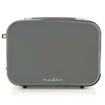 Preview: Design Toaster Soft Touch - 900 W Leistung, 6 Röststufen, Auftaufunktion - extra breite Schlitze, Edelstahl- & Holzoptik, grau