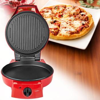 Preview: Elektrischer Pizzaofen & Tischgrill, Ø 30 cm, rot, 1800 W, antihaftbeschichtet, schnelles Aufheizen, knusprige Pizza, ideal für Party & Familie