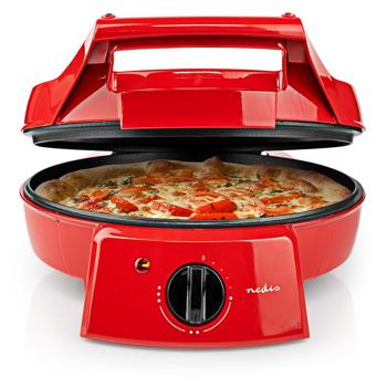 Elektrischer Pizzaofen & Tischgrill, Ø 30 cm, rot, 1800 W, antihaftbeschichtet, schnelles Aufheizen, knusprige Pizza, ideal für Party & Familie