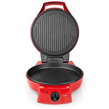 Preview: Elektrischer Pizzaofen & Tischgrill, Ø 30 cm, rot, 1800 W, antihaftbeschichtet, schnelles Aufheizen, knusprige Pizza, ideal für Party & Familie