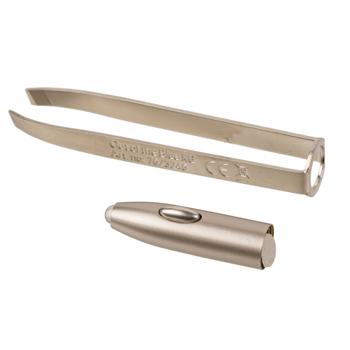 Preview: Pinzette mit LED Beleuchtung - Präzises Zupfen von Wimpern & Augenbrauen - Splitterentfernung - Robuste Edelstahl-Konstruktion - Inkl. Batterien - Ideal für Reisen