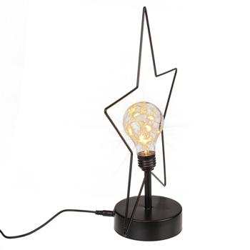 Preview: Tischleuchte Stern - 8 LEDs, USB-Kabel, Schwarz, Metall, Kunststoff - Dekoratives Stimmungslicht für Zuhause - Energieeffizient, langlebig