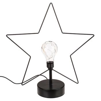 Preview: Tischleuchte Stern - 8 LEDs, USB-Kabel, Schwarz, Metall, Kunststoff - Dekoratives Stimmungslicht für Zuhause - Energieeffizient, langlebig