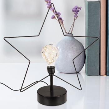 Tischleuchte Stern - 8 LEDs, USB-Kabel, Schwarz, Metall, Kunststoff - Dekoratives Stimmungslicht für Zuhause - Energieeffizient, langlebig