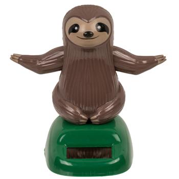 Wackel-Faultier mit Solarzelle - lustige Dekofigur für Schreibtisch & Hutablage - agiles Wackeln, solarbetrieben, umweltfreundlich - 10x6x10,5 cm