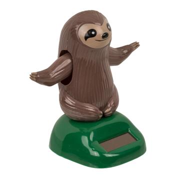 Preview: Wackel-Faultier mit Solarzelle - lustige Dekofigur für Schreibtisch & Hutablage - agiles Wackeln, solarbetrieben, umweltfreundlich - 10x6x10,5 cm