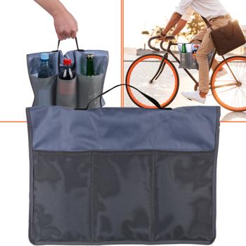Fahrrad Kühltasche 40x60 cm - für 6 Flaschen/Dosen kühl halten - inkl. Kühlpacks - Polyester robust - leichte Befestigung am Velo für Radtouren