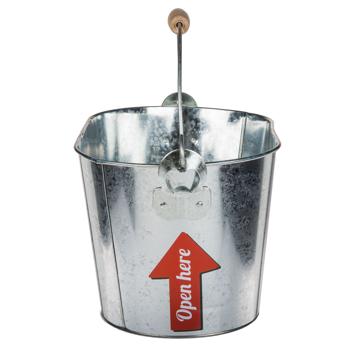Preview: Biereimer aus Metall - Bierkühler mit Henkel, Holzgriff & integriertem Flaschenöffner - Oval, 6 Liter Volumen, ideal für Partys, Oktoberfest & Vatertag