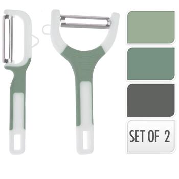 Preview: Schäler 2er-Set - müheloses Schälen von Gemüse, Kartoffeln, Spargel - scharfe Klingen, rutschfester Griff - Langlebig, stabil, vielseitig