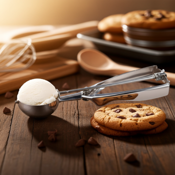 Eisportionierer Edelstahl mit Ablösefunktion - für perfekte Eiskugeln & Desserts - robuster Eislöffel für Küche & Gastronomie, 5.5cm Löffelbreite