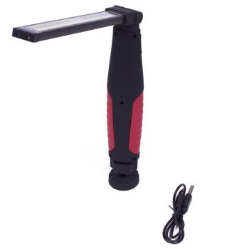 Preview: Handlampe 5W 400Lm dimmbar - Drehbarer Kopf (180° neigbar, 270° drehbar) für KFZ-Reparatur, Werkstatt & Keller - 2000 mAh Li-Ion-Akku - Magnetfuss - bis 10h