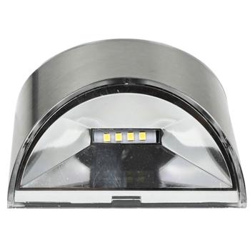 Preview: LED-Solar-Wandleuchte Edelstahl - Hausnummernbeleuchtung & Eingangsbereich - Tag/Nachtmodus, IP44, 10x5x8cm, 4x Kaltweiss SMD-LEDs, 1.2V Batterie