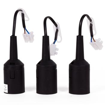Lampenfassung E27 Gewinde 3er-Set - Ideal für schnelle Lichtmontage, Baustellen, Bastelarbeiten & DIY-Projekte - Schwarz, robust, inkl. Kabel & Aufhänger