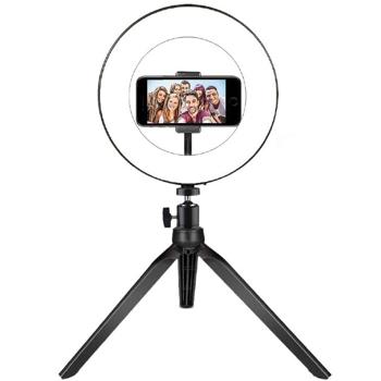 Vlog Lampe mit 72 LEDs - Perfektes Ringlicht für Videos & Fotos, schöner Teint für Social Media - Dimmbar, 3-Farben, Stativ, Smartphone-Halter, Ø 20 cm