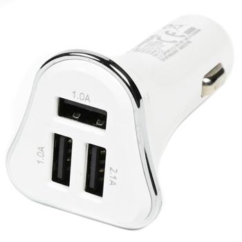 Kfz-USB-Ladegerät - 3 USB-Ports (2x 1.0A, 1x 2.1A) - Lädt Handys, Tablets, Digitalkameras synchron - 12/24V Eingang - max. 4.1A Ausgangsstrom