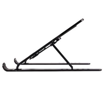 Preview: Tablet-Halter & Laptop-Ständer - schwarz, verstellbar für optimale Körperhaltung & Sicht - faltbar, robustes Kunststoffmaterial