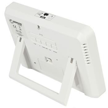 Preview: Moderne Wetterstation mit Farb-Display, Aussenfühler & Wecker: Temperatur, Luftfeuchtigkeit, Barometer – stilvolle Wetterüberwachung in Schwarz