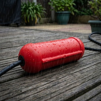 Preview: Schutzkapsel für Stromstecker - Robuste wetterfeste Schuko Steckerbox für sichere Stromverbindungen - Spritzfest - Rot