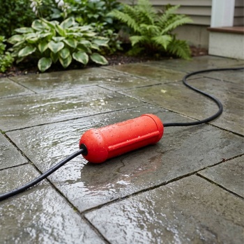 Preview: Schutzkapsel für Stromstecker - Robuste wetterfeste Schuko Steckerbox für sichere Stromverbindungen - Spritzfest - Rot