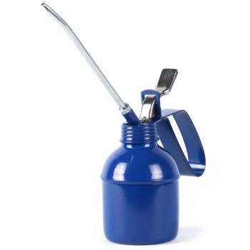 Preview: Ölspritzkanne 300 ml - Ölen von Fahrzeugen, Motoren & Maschinen mit Pumpfunktion - Stabile Metallkanne blau - Feste Tülle für dosierte Öl-Abgabe