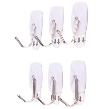 Klebe-Haken 6er-Set – bohrfreie Montage Küche Bad – bis 800g Haltekraft – wiederverwendbar - Fliesen Glas Holz Kunststoff geeignet