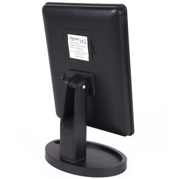 Preview: Dimmbarer LED Schminkspiegel, 16 LEDs, 27x17cm, drehbarer Sockel, edles schwarz: Für präzises Make-Up, optimale Beleuchtung