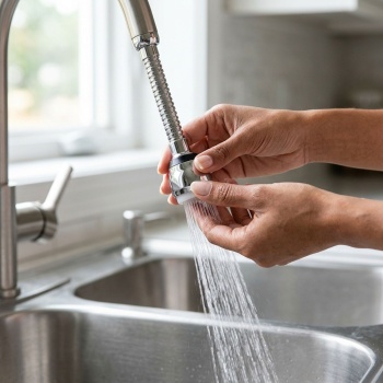 Wasserhahndüse M2 Gewinde - flexibel & dehnbar für Küche & Bad - mit 2 Sprühkopf-Modi - einfache werkzeuglose Installation - Wasserhahn Verlängerung