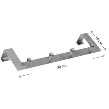Preview: Türgarderobe mit 4 Haken - einfache Befestigung über Türen bis 40 mm - schafft Ordnung & Platz - hochwertiger Edelstahl - ideal für Bad, Schlafzimmer