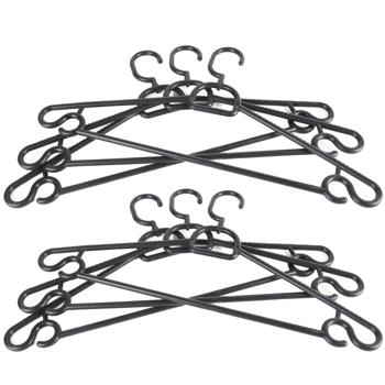 Kleiderbügel 6-tlg. schwarz - Stabil & biegefest - optimale Ordnung im Kleiderschrank - mit Anti-Rutsch Noppen - Hosen-/Rockstange & Haken