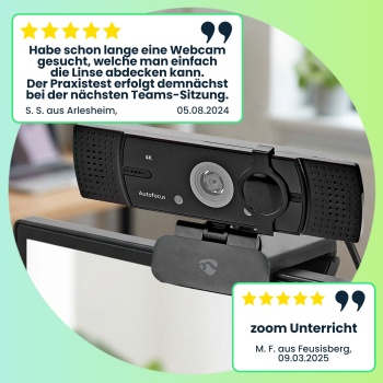 Preview: 4K Ultra HD Webcam mit FullHD Streaming, Stereomikrofon, 120° Weitwinkel & flexible Befestigung für gestochen scharfe Videos