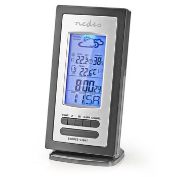Preview: Drahtlose Wetterstation mit Aussensensor - Innen/Aussen Temperaturanzeige & Wettervorhersage - Digital Display, Wecker, 433 MHz, 20m Reichweite