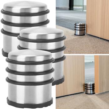 3er-Set Cleverer Türstopper ohne Bohren: Edelstahl-Türstopper mit Anti-Rutsch-Boden und Gummiringen – einfach & schnell - optimaler Schutz