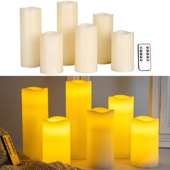 12er-Set LED-Echtwachskerzen mit Fernbedienung – dimmbar, flackernder Effekt, verschiedene Grössen, batteriebetrieben für stimmungsvolle Beleuchtung