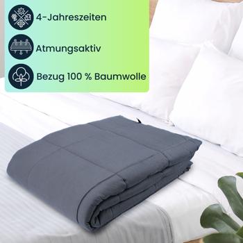 Preview: 2er-Set Komfort Gewichtsdecke 150 x 200cm, 7kg – Premium Baumwolle & Glasperlen für tiefe Entspannung, besseren Schlaf & Stressreduktion