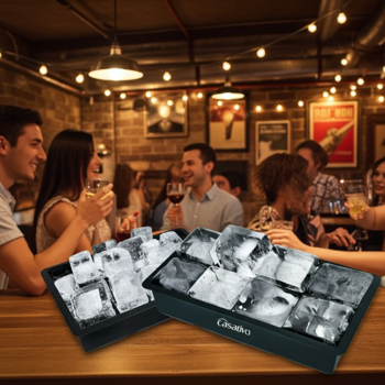 2er-Set XXL Silikon Eiswürfelform (8 Fächer, 5x5cm): Grosse Eiswürfel, 1 Liter Füllmenge – BPA-freie, langlebige & wiederverwendbare Eiswürfelform