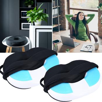 2er Ergonomischer Gel Sitzring aus Gel-Schaum, Komfort Sitzpolster entlastet Becken, Rücken und Steissbein, für den Bürostuhl oder auch im Auto