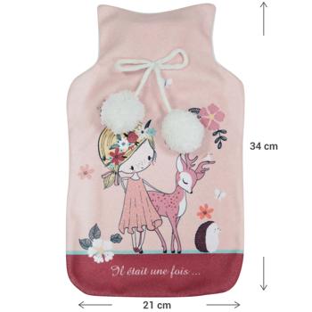 Preview: Wärmflasche mit buntem Bambi-Bezug - Ideal für Bett & Couch - Lindert Schmerzen - 21x34cm - Fleece/PVC - Kühlt im Sommer - BS 1970:2012 Standard