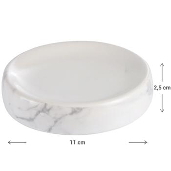 Preview: Seifenschale Keramik mit Marmor-Look - Stilvoller Seifenhalter für Badezimmer, Küche & Gäste-WC - Robust, langlebig, 11x2,5 cm