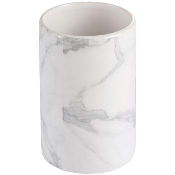 Keramikbecher Marmor-Look - Stilvolles Design für Badezimmer & Wohnung - Zahnputzbecher, Make-Up-Halter, Stiftehalter - Hochwertige Keramik 11x7.2 cm