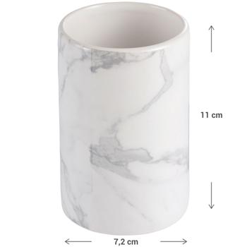 Preview: Keramikbecher Marmor-Look - Stilvolles Design für Badezimmer & Wohnung - Zahnputzbecher, Make-Up-Halter, Stiftehalter - Hochwertige Keramik 11x7.2 cm