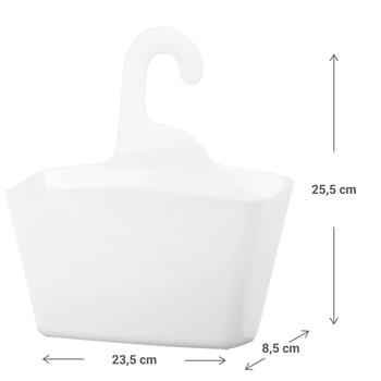 Preview: Duschkorb Weiss zum Aufhängen - Ideal für Shampoo & Duschgel - 23,5x8,5x25,5cm - Robuster Kunststoff - Sicher & platzsparend im Bad