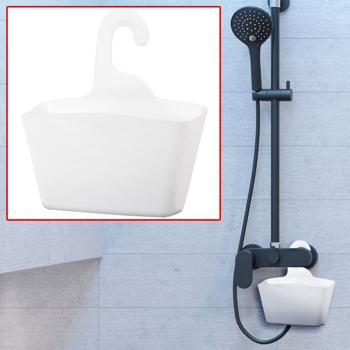 Duschkorb Weiss zum Aufhängen - Ideal für Shampoo & Duschgel - 23,5x8,5x25,5cm - Robuster Kunststoff - Sicher & platzsparend im Bad