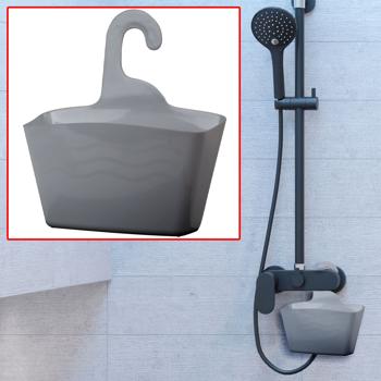 Duschkorb Anthrazit zum Aufhängen - Shampoohalter für Duschgel & Seifen - 23,5 x 8,5 x 25,5 cm - Kunststoff - Modernes Badezimmer Zubehör