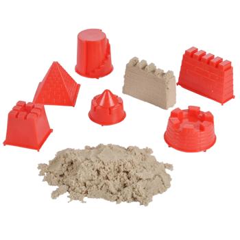 Modelliersand 500g Set - Inkl. 6 Sand-Förmchen für kreatives Spielen drinnen & draussen - Hygienischer Spielsand für Kinder - Fördert Kreativität